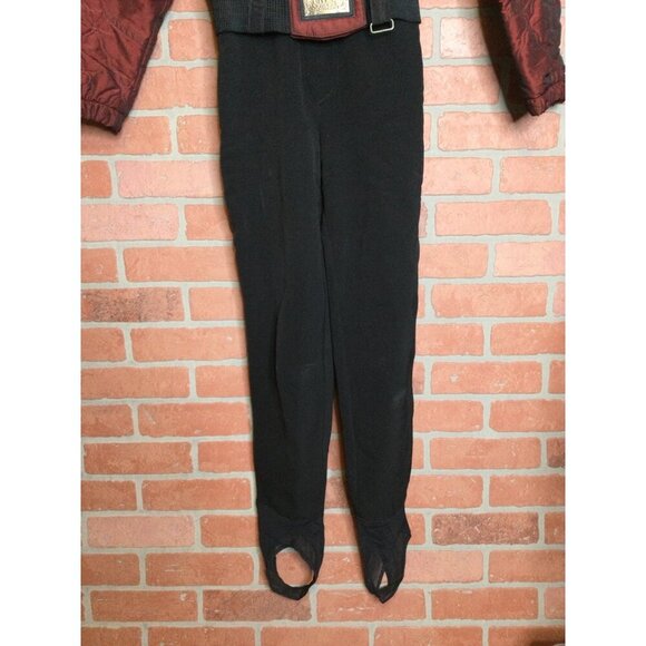 Vintage Nils Womens Ski Suit Stirrups Pockets Iridescent Burgundy Black Size 8 - Picture 7 of 14